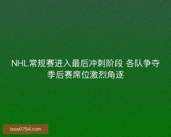 NHL常规赛进入最后冲刺阶段 各队争夺季后赛席位激烈角逐
