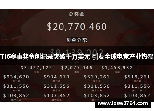 TI6赛事奖金创纪录突破千万美元 引发全球电竞产业热潮